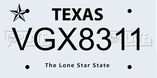 VGX8311 Texas License Plate