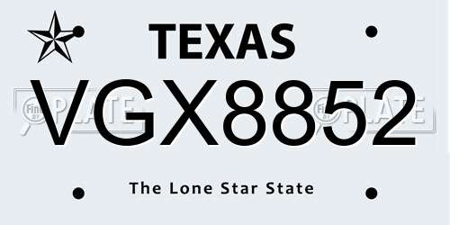 VGX8852 Texas License Plate
