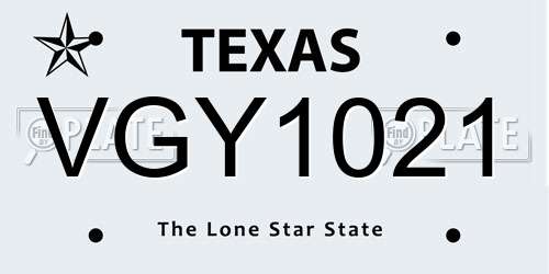 VGY1021 Texas License Plate