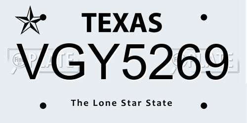 VGY5269 Texas License Plate
