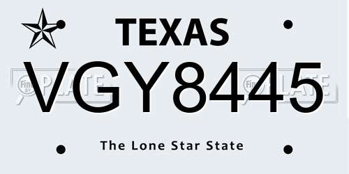 VGY8445 Texas License Plate