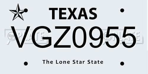 VGZ0955 Texas License Plate