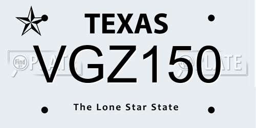 VGZ150 Texas License Plate