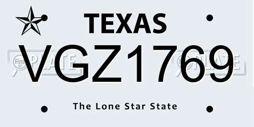 VGZ1769 Texas License Plate