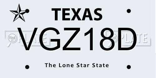 VGZ18D Texas License Plate