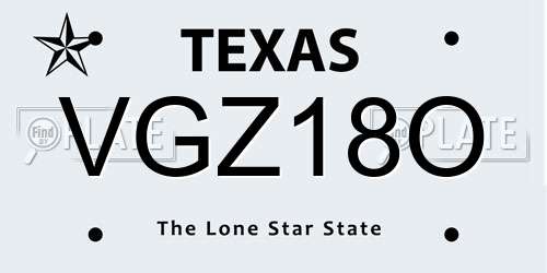 VGZ18O Texas License Plate