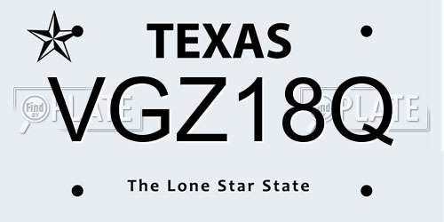 VGZ18Q Texas License Plate