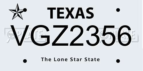 VGZ2356 Texas License Plate