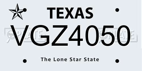 VGZ4050 Texas License Plate