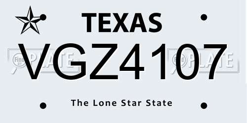 VGZ4107 Texas License Plate