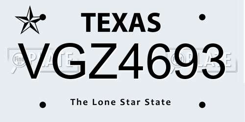 VGZ4693 Texas License Plate