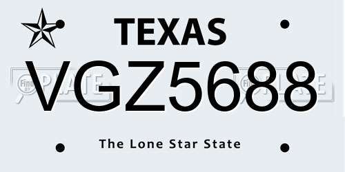 VGZ5688 Texas License Plate
