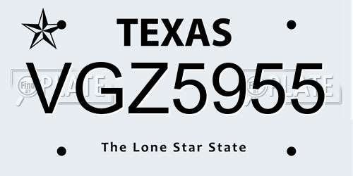 VGZ5955 Texas License Plate