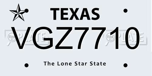 VGZ7710 Texas License Plate