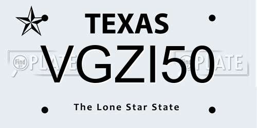 VGZI50 Texas License Plate