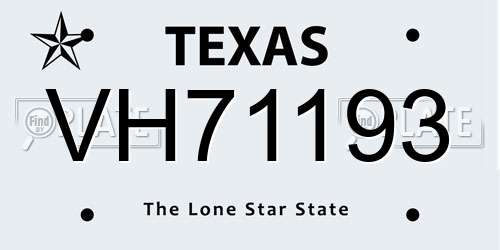 VH71193 Texas License Plate
