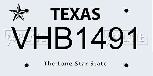VHB1491 Texas License Plate