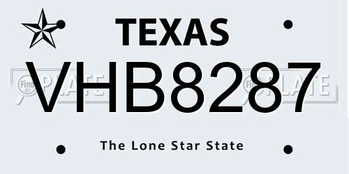 VHB8287 Texas License Plate