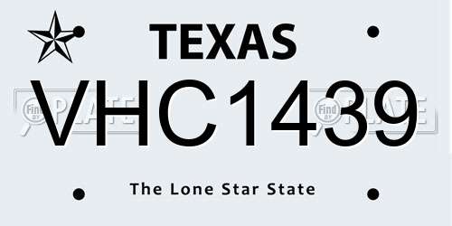 VHC1439 Texas License Plate