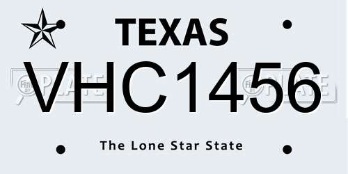 VHC1456 Texas License Plate