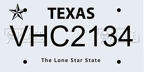 VHC2134 Texas License Plate