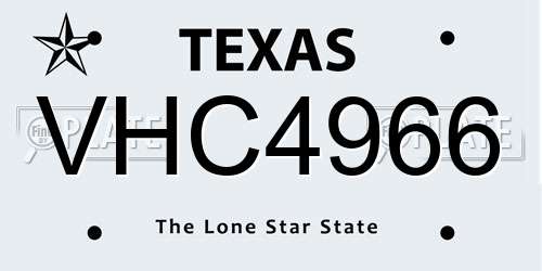 VHC4966 Texas License Plate