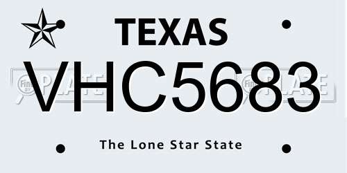 VHC5683 Texas License Plate