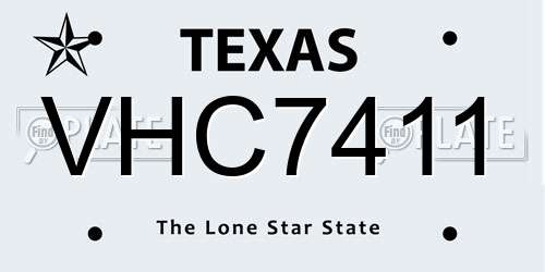 VHC7411 Texas License Plate