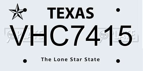 VHC7415 Texas License Plate