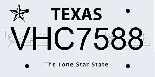 VHC7588 Texas License Plate