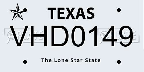 VHD0149 Texas License Plate