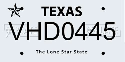 VHD0445 Texas License Plate
