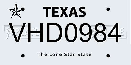 VHD0984 Texas License Plate