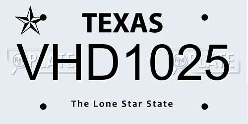 VHD1025 Texas License Plate