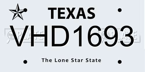 VHD1693 Texas License Plate