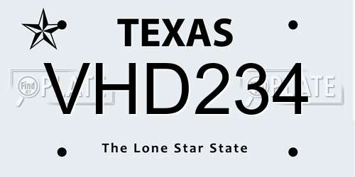 VHD234 Texas License Plate