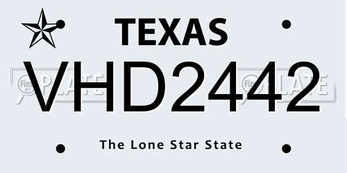 VHD2442 Texas License Plate