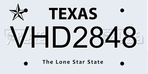 VHD2848 Texas License Plate