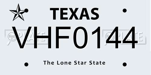 VHF0144 Texas License Plate