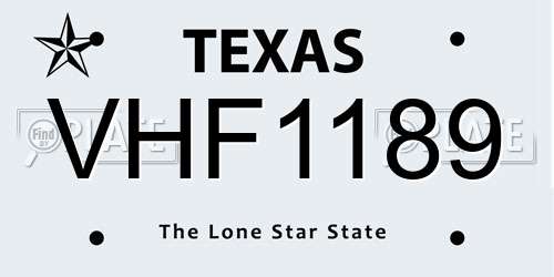 VHF1189 Texas License Plate