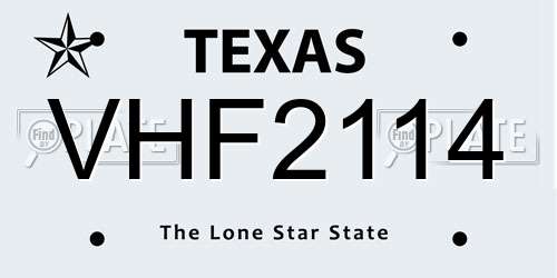 VHF2114 Texas License Plate