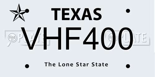 VHF400 Texas License Plate