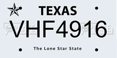 VHF4916 Texas License Plate