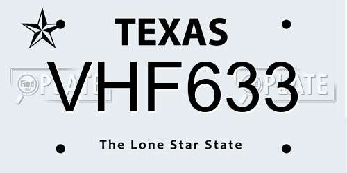 VHF633 Texas License Plate