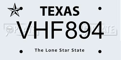 VHF894 Texas License Plate