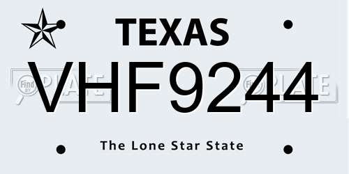 VHF9244 Texas License Plate