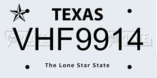 VHF9914 Texas License Plate