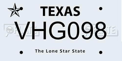VHG098 Texas License Plate