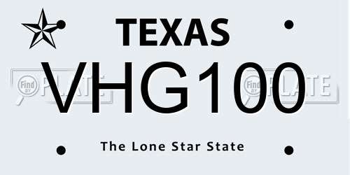 VHG100 Texas License Plate