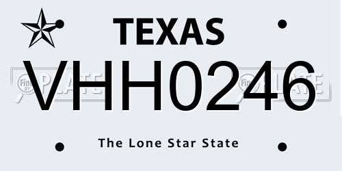 VHH0246 Texas License Plate